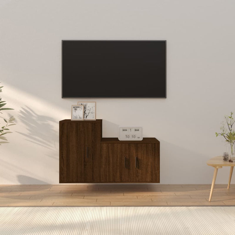 2-delige Tv-meubelset bewerkt hout bruineikenkleurig MeubelReus