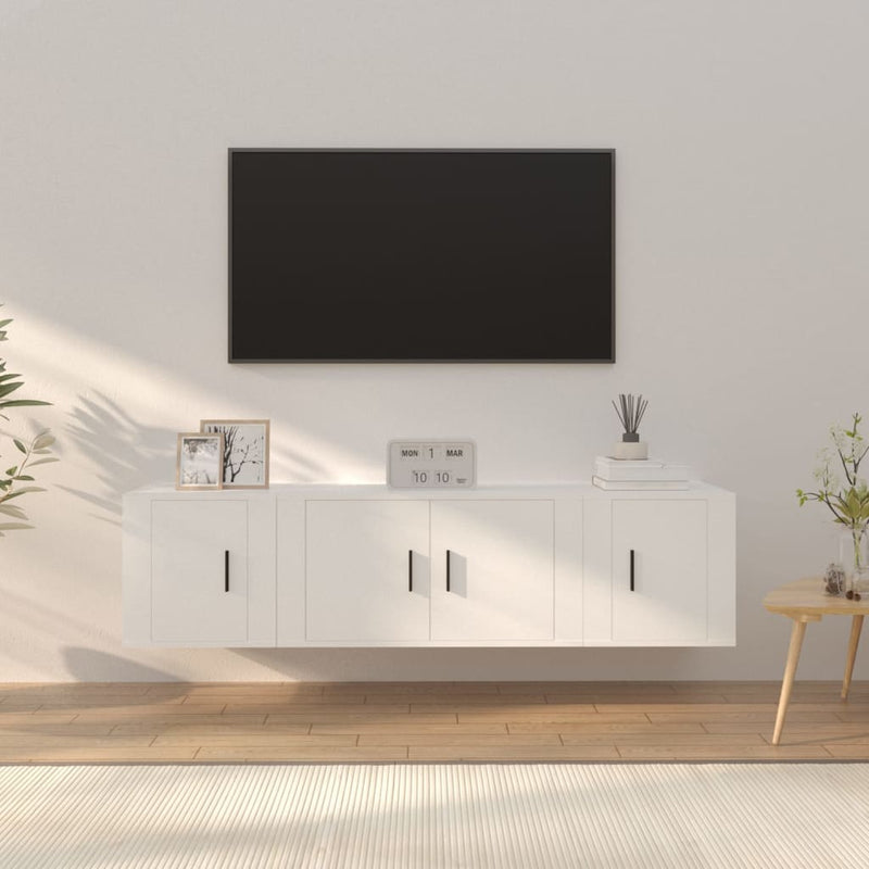 3-delige Tv-meubelset bewerkt hout wit MeubelReus