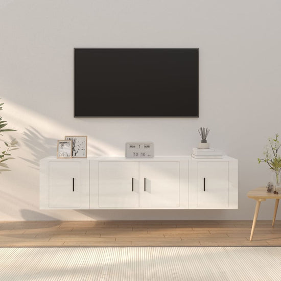 3-delige Tv-meubelset bewerkt hout hoogglans wit MeubelReus