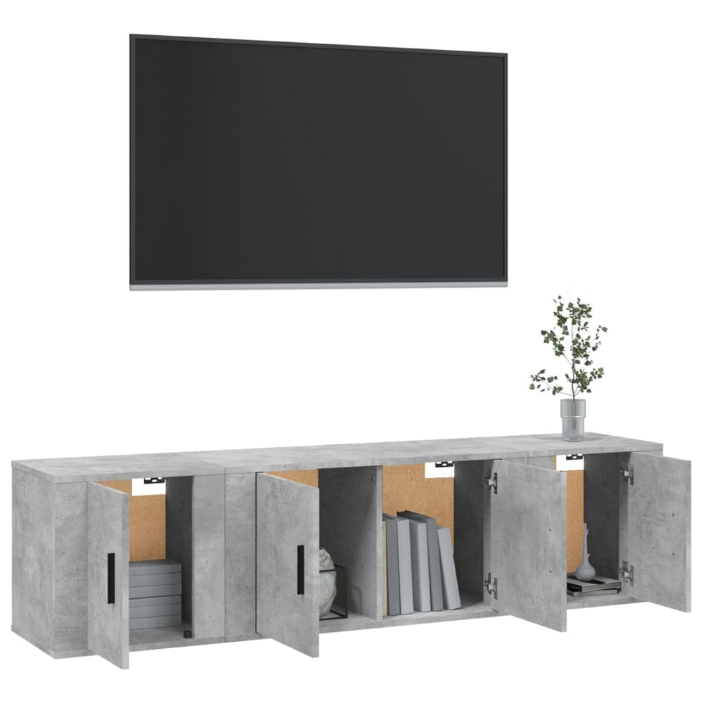 3-delige Tv-meubelset bewerkt hout betongrijs MeubelReus