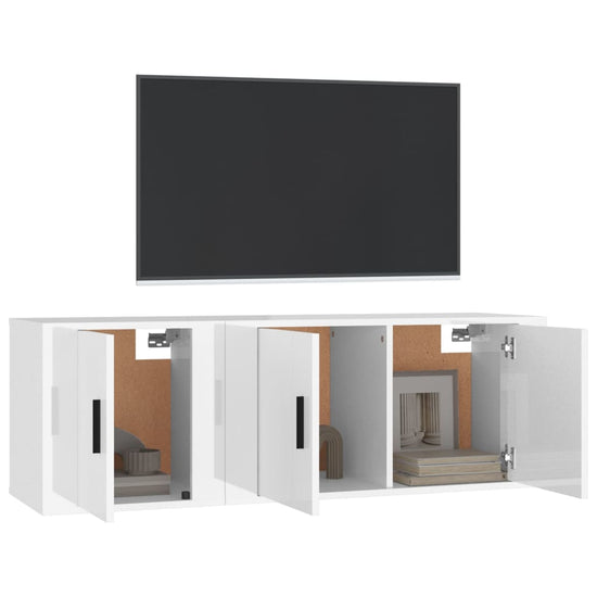 2-delige Tv-meubelset bewerkt hout hoogglans wit MeubelReus
