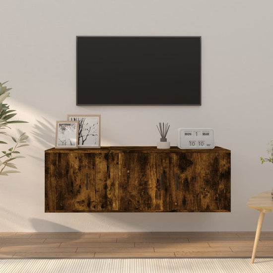 2-delige Tv-meubelset bewerkt hout gerookt eikenkleurig MeubelReus