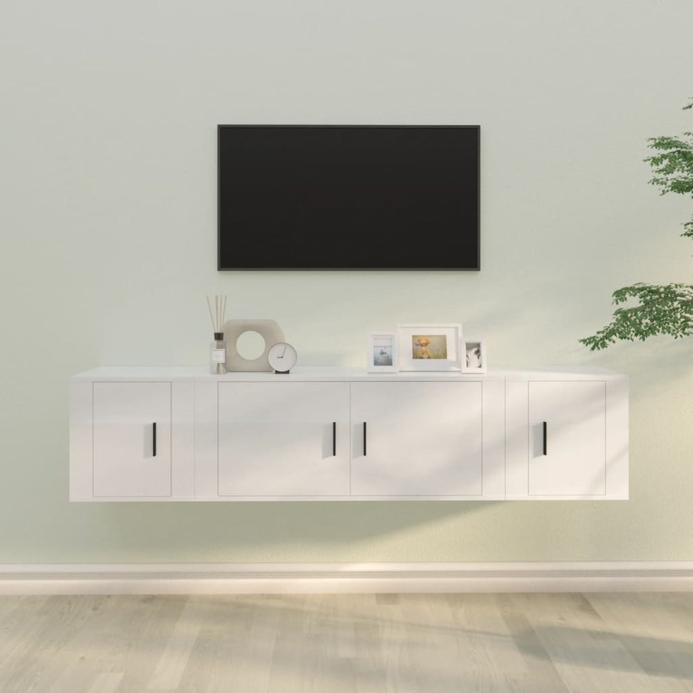 3-delige Tv-meubelset bewerkt hout hoogglans wit MeubelReus