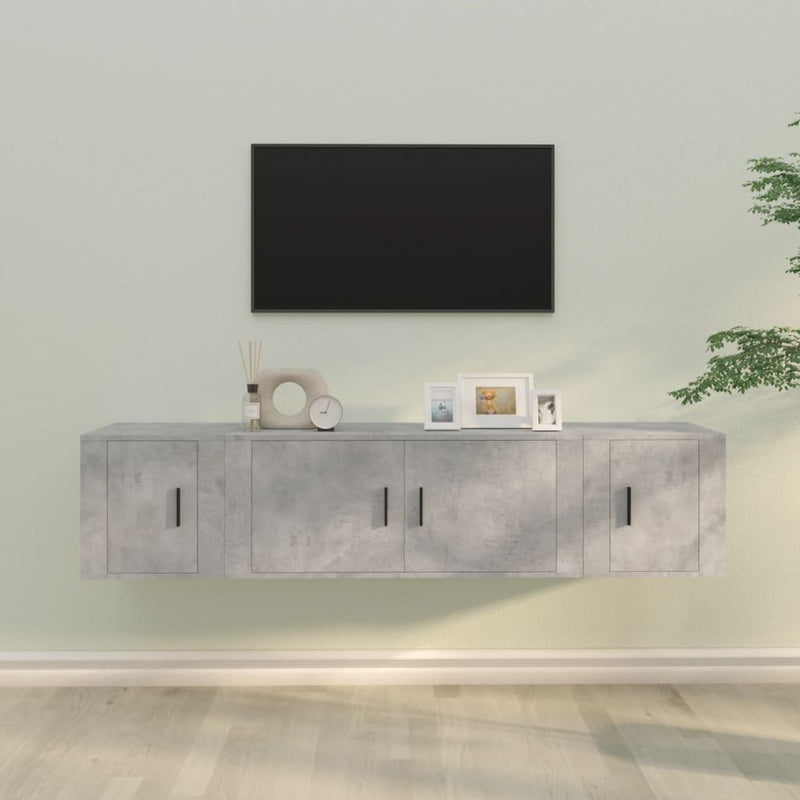 3-delige Tv-meubelset bewerkt hout betongrijs MeubelReus