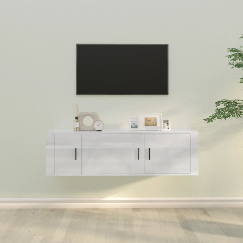 2-delige Tv-meubelset bewerkt hout hoogglans wit MeubelReus