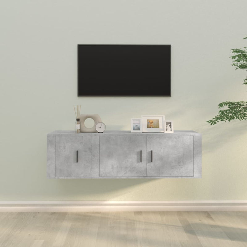 2-delige Tv-meubelset bewerkt hout betongrijs MeubelReus