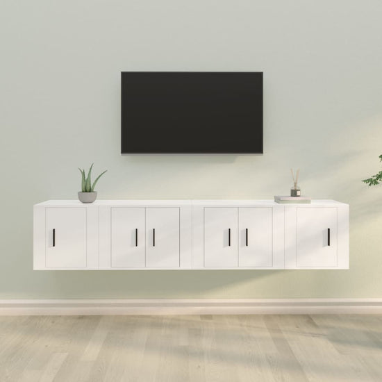 4-delige Tv-meubelset bewerkt hout wit MeubelReus
