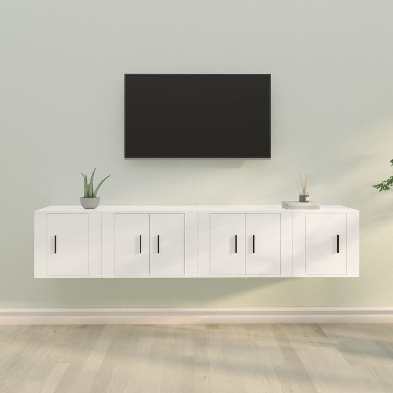 4-delige Tv-meubelset bewerkt hout wit MeubelReus