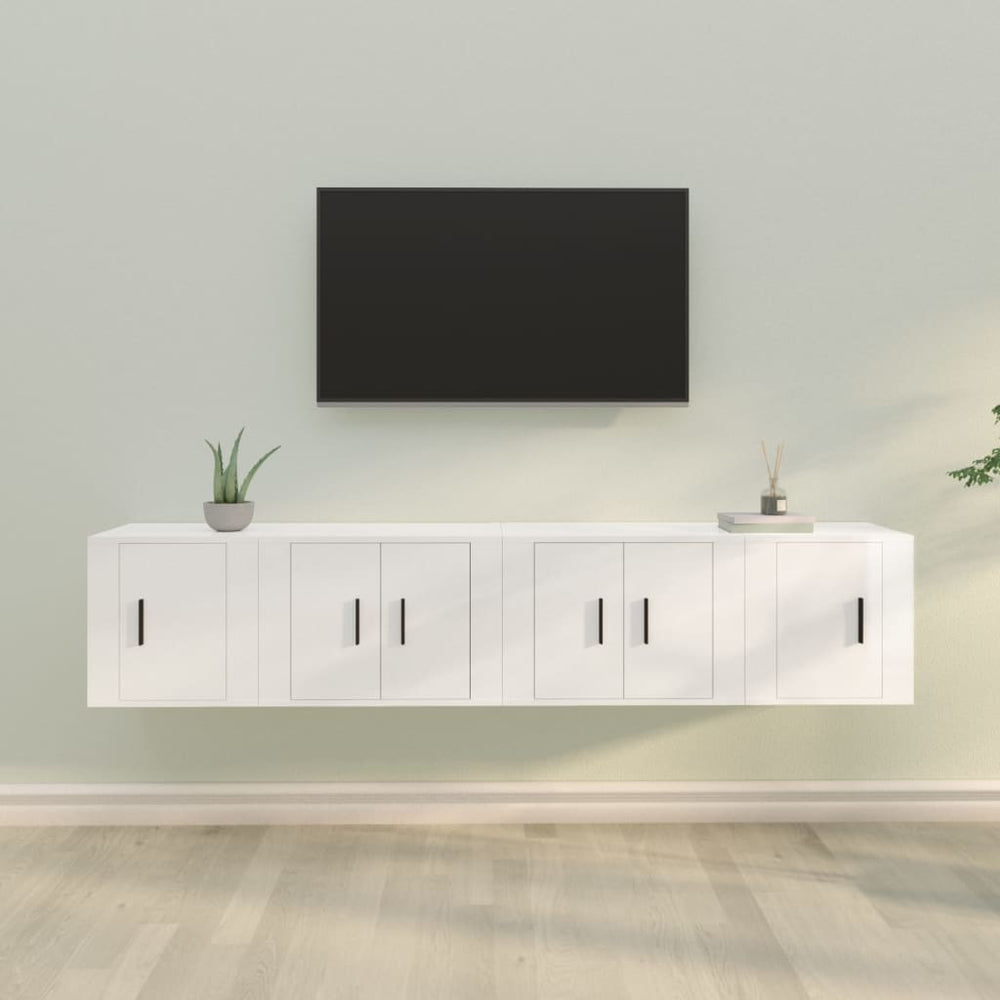 4-delige Tv-meubelset bewerkt hout hoogglans wit MeubelReus