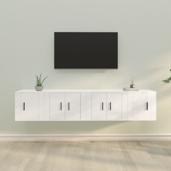4-delige Tv-meubelset bewerkt hout hoogglans wit MeubelReus