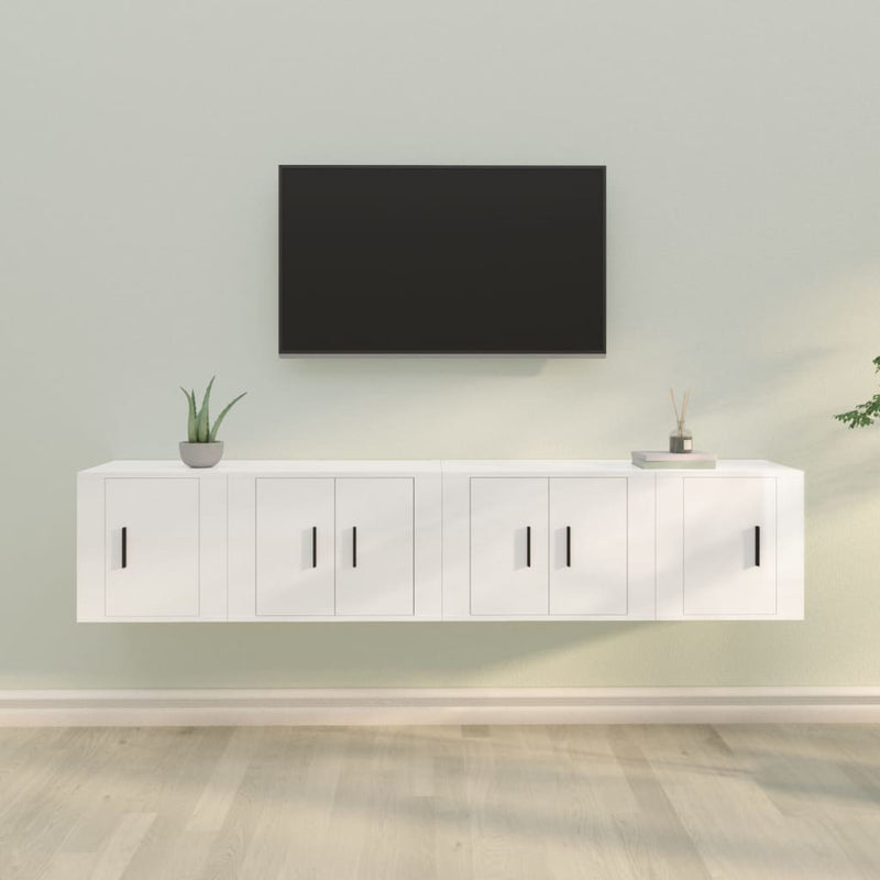 4-delige Tv-meubelset bewerkt hout hoogglans wit MeubelReus