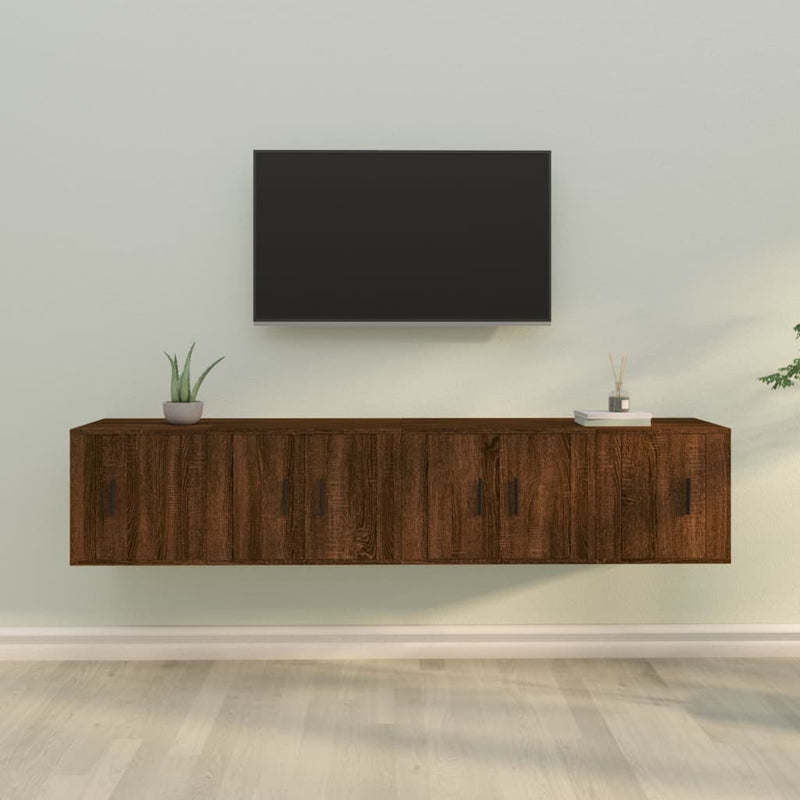 4-delige Tv-meubelset bewerkt hout bruin eikenkleur MeubelReus
