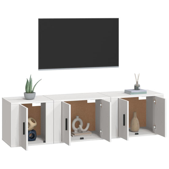 3-delige Tv-meubelset bewerkt hout wit MeubelReus