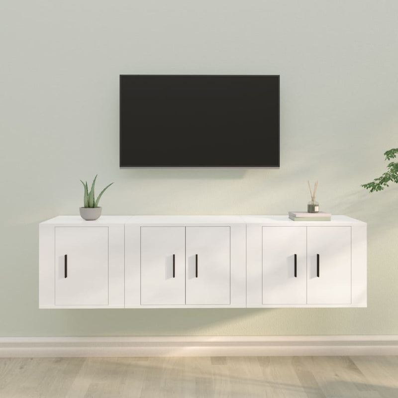 3-delige Tv-meubelset bewerkt hout wit MeubelReus