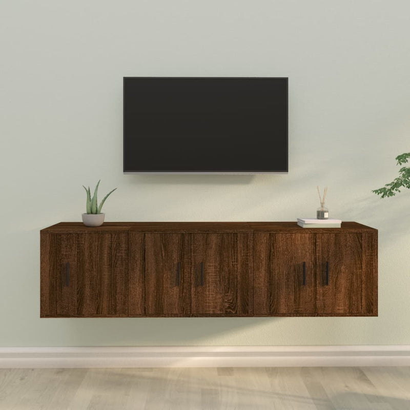 3-delige Tv-meubelset bewerkt hout bruineikenkleurig MeubelReus