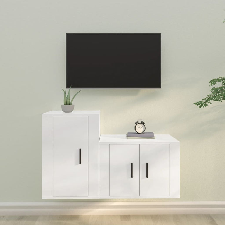 2-delige Tv-meubelset bewerkt hout wit MeubelReus