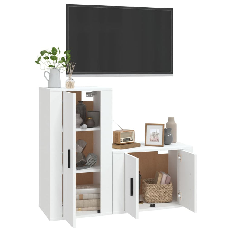 2-delige Tv-meubelset bewerkt hout wit MeubelReus