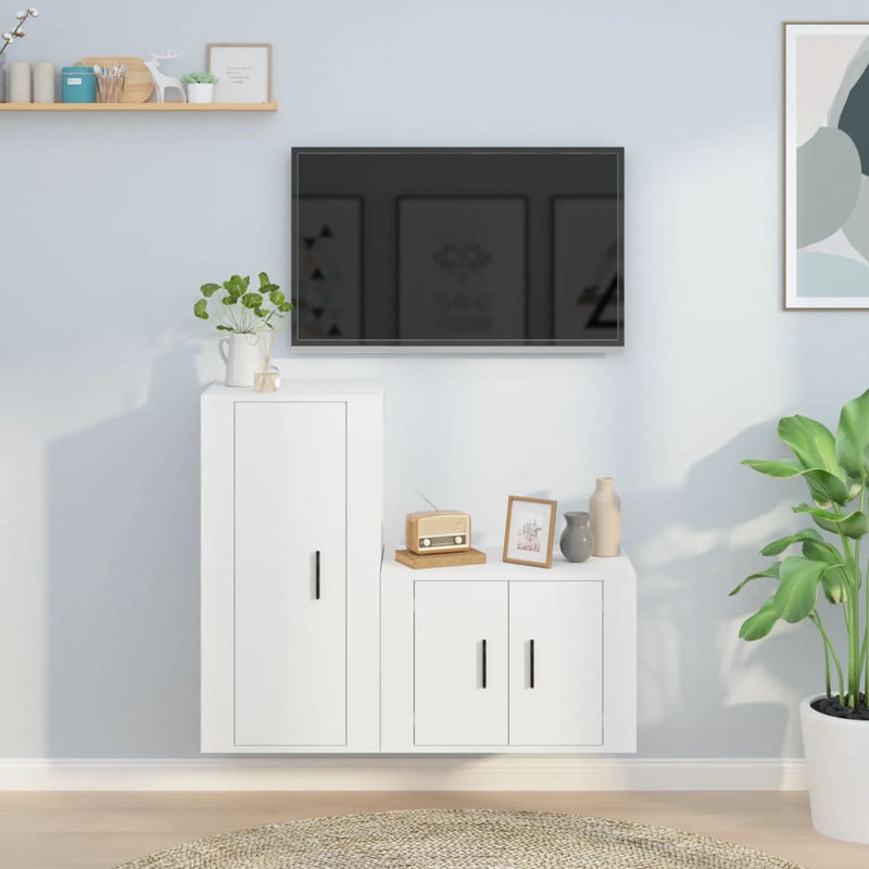 2-delige Tv-meubelset bewerkt hout wit MeubelReus