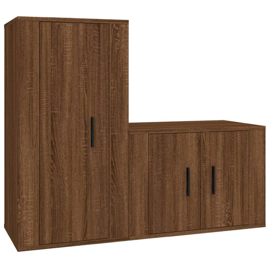 2-delige Tv-meubelset bewerkt hout bruineikenkleurig MeubelReus