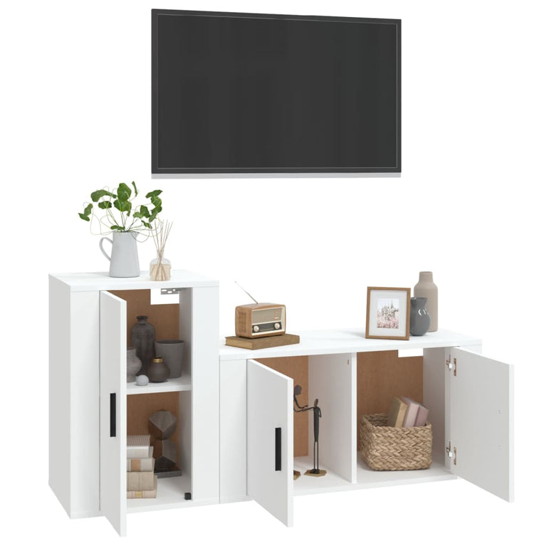 2-delige Tv-meubelset bewerkt hout wit MeubelReus