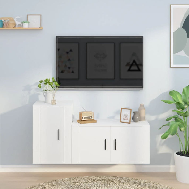 2-delige Tv-meubelset bewerkt hout wit MeubelReus