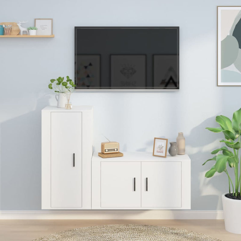 2-delige Tv-meubelset bewerkt hout wit MeubelReus