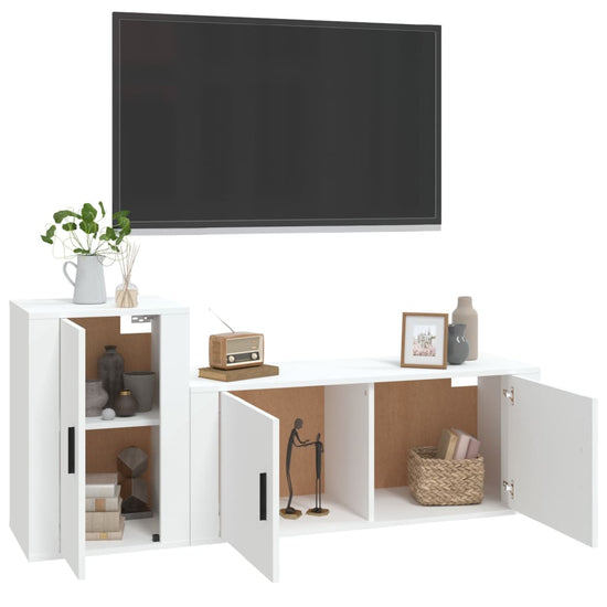 2-delige Tv-meubelset bewerkt hout wit MeubelReus