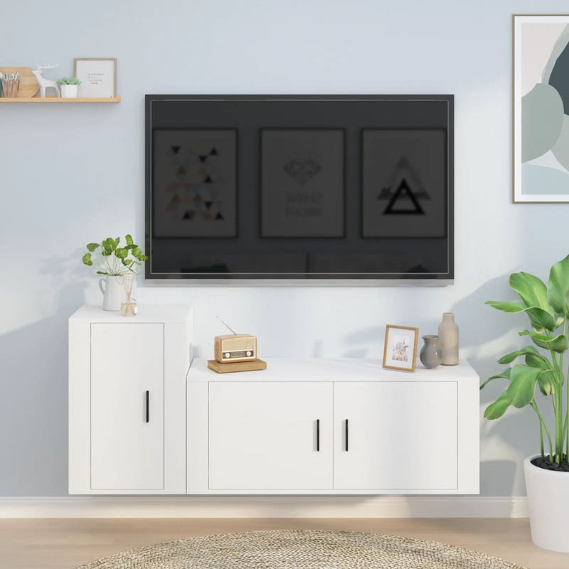 2-delige Tv-meubelset bewerkt hout wit MeubelReus