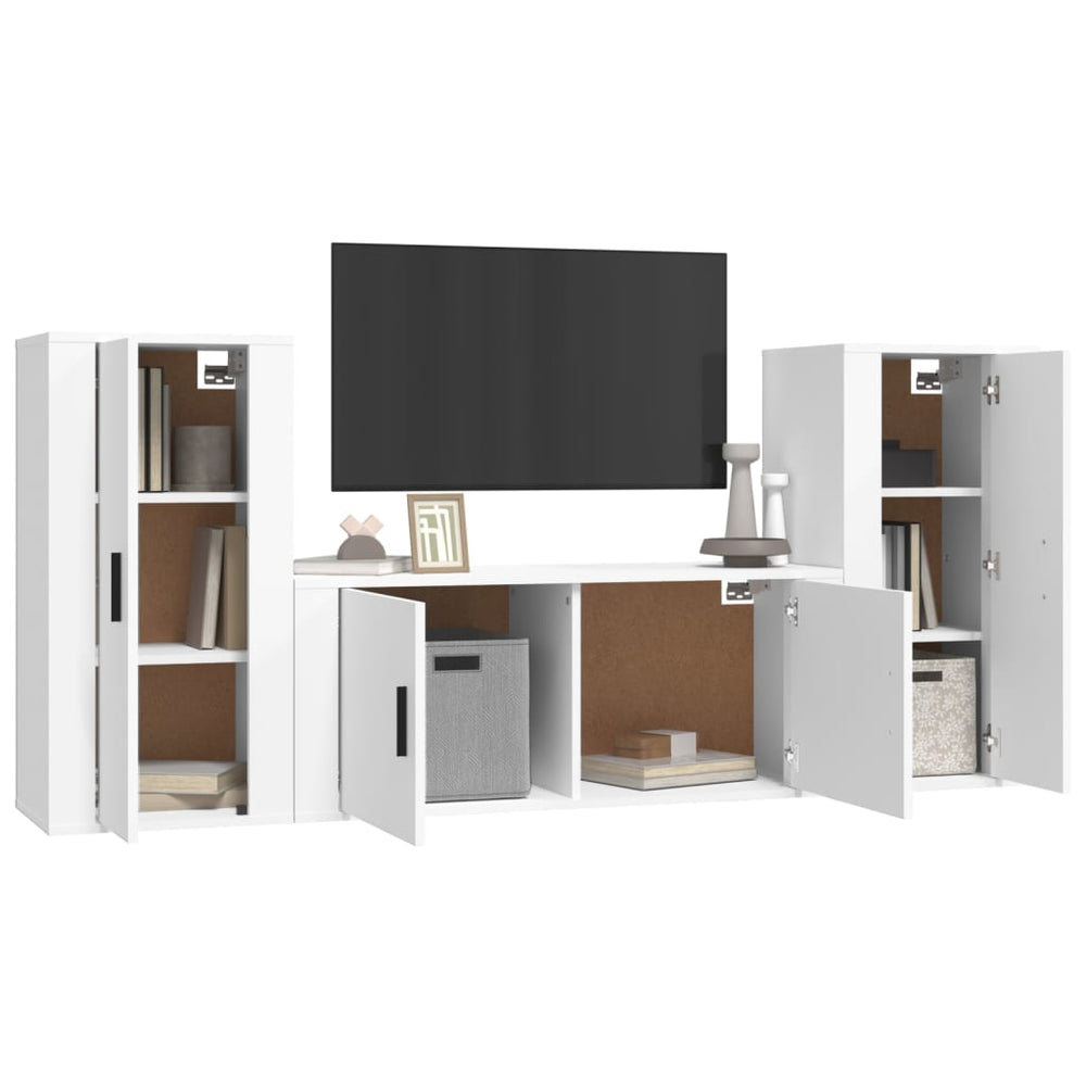 3-delige Tv-meubelset bewerkt hout wit MeubelReus