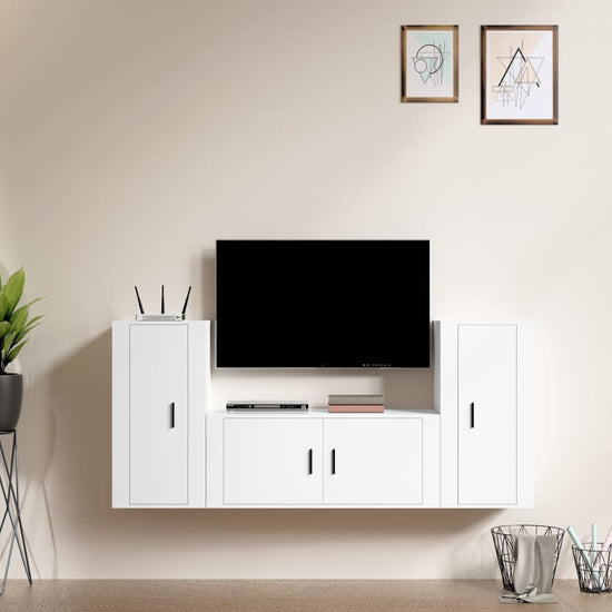 3-delige Tv-meubelset bewerkt hout wit MeubelReus