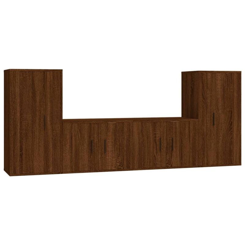 4-delige Tv-meubelset bewerkt hout bruin eikenkleur MeubelReus