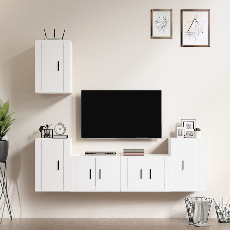 5-delige Tv-meubelset bewerkt hout wit MeubelReus