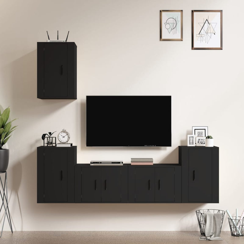 5-delige Tv-meubelset bewerkt hout zwart MeubelReus