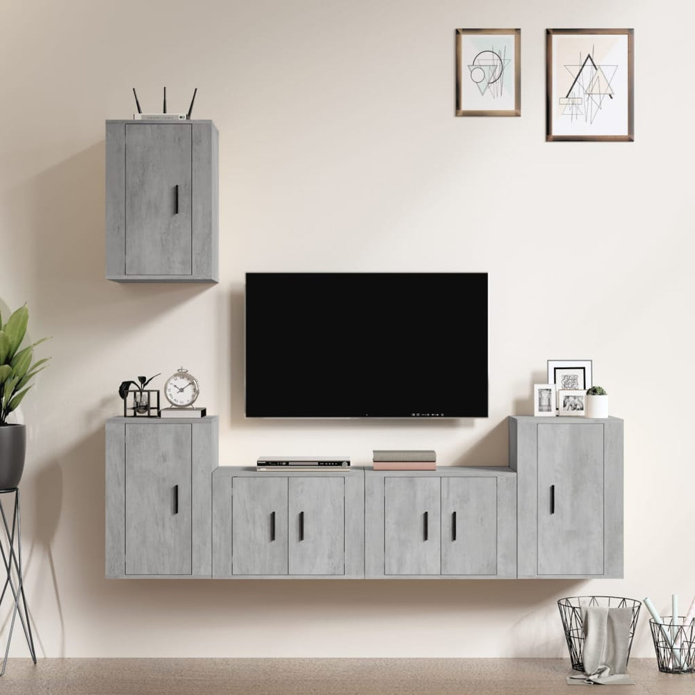 5-delige Tv-meubelset bewerkt hout betongrijs MeubelReus