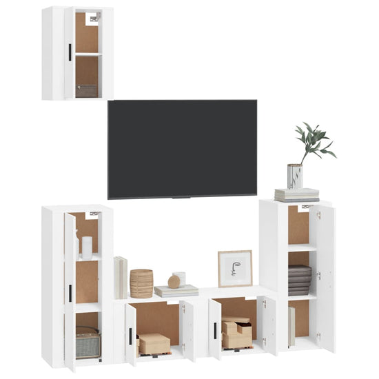 5-delige Tv-meubelset bewerkt hout wit MeubelReus