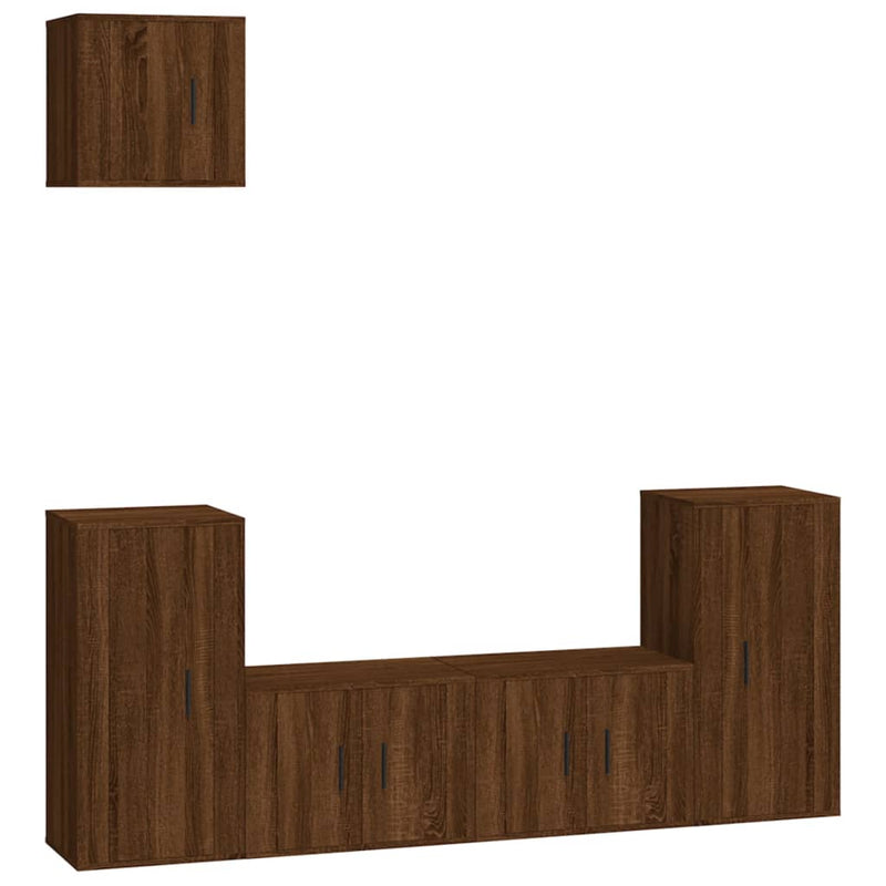 5-delige Tv-meubelset bewerkt hout bruin eikenkleur MeubelReus