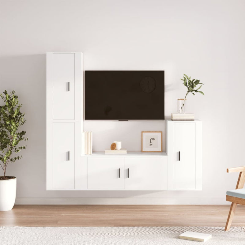 4-delige Tv-meubelset bewerkt hout wit MeubelReus