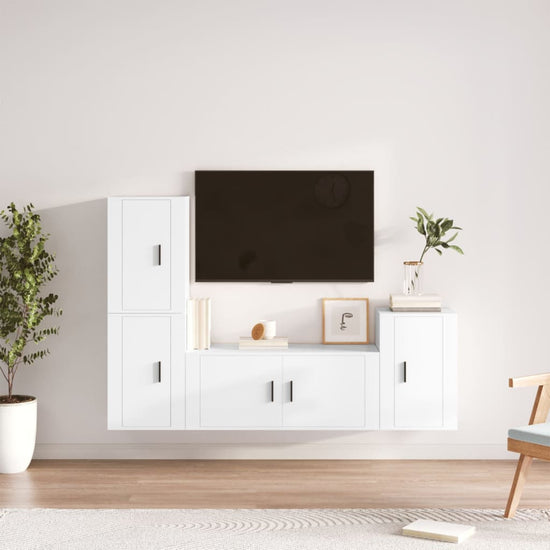 4-delige Tv-meubelset bewerkt hout wit MeubelReus