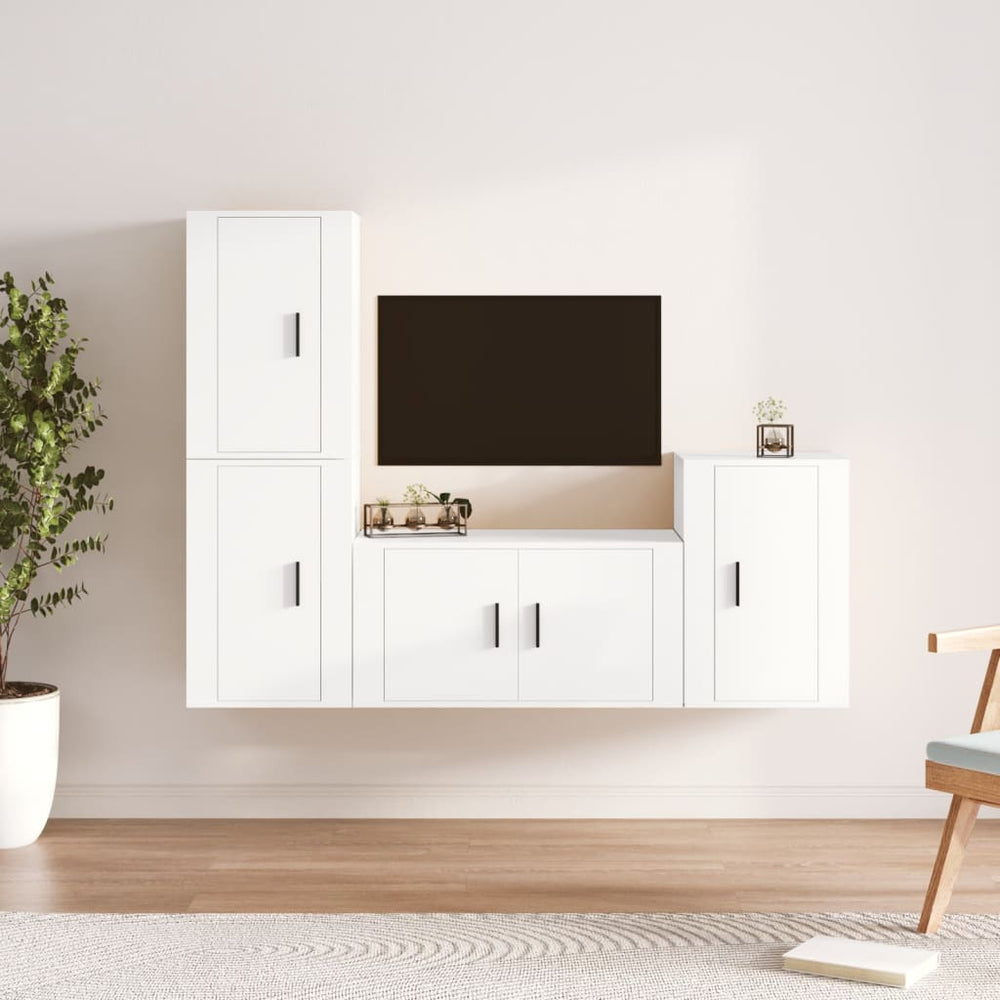 4-delige Tv-meubelset bewerkt hout wit MeubelReus