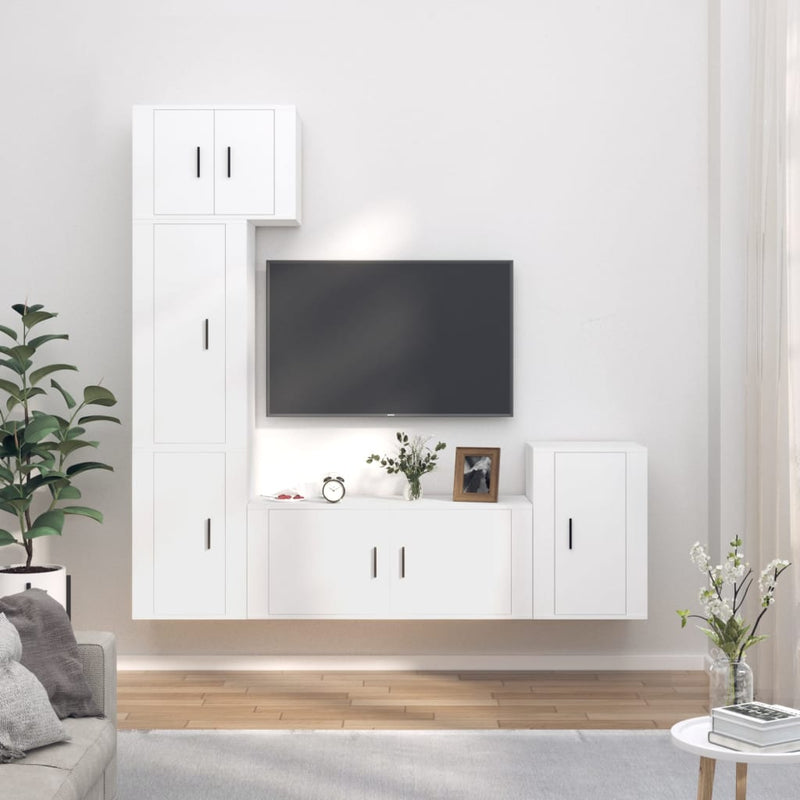 5-delige Tv-meubelset bewerkt hout wit MeubelReus