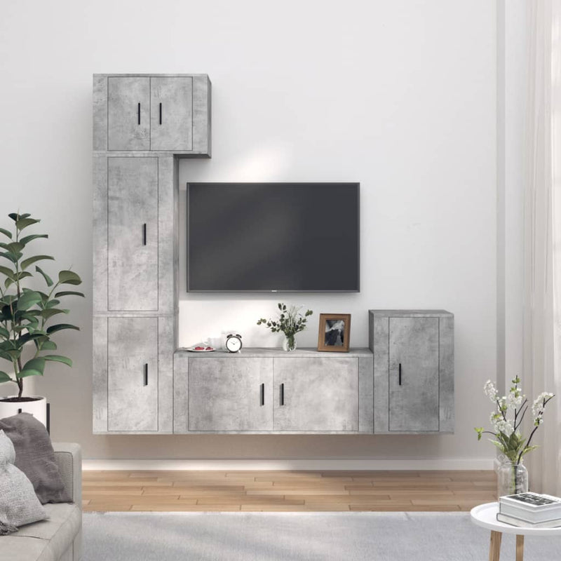 5-delige Tv-meubelset bewerkt hout betongrijs MeubelReus