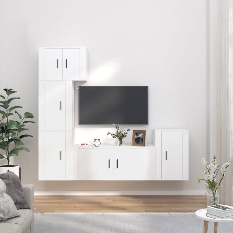 5-delige Tv-meubelset bewerkt hout wit MeubelReus