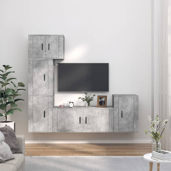 5-delige Tv-meubelset bewerkt hout betongrijs MeubelReus