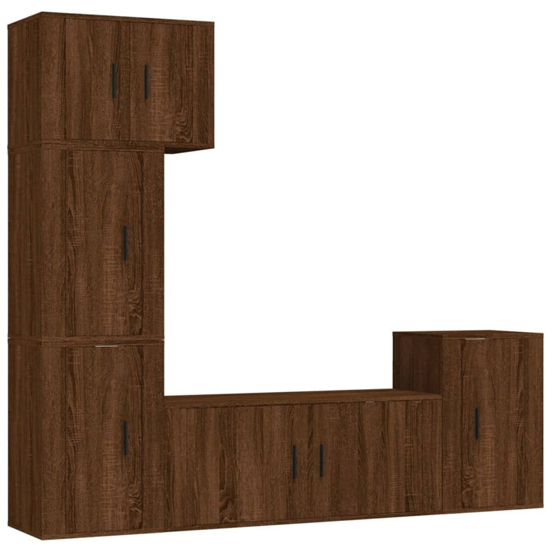 5-delige Tv-meubelset bewerkt hout bruin eikenkleur MeubelReus