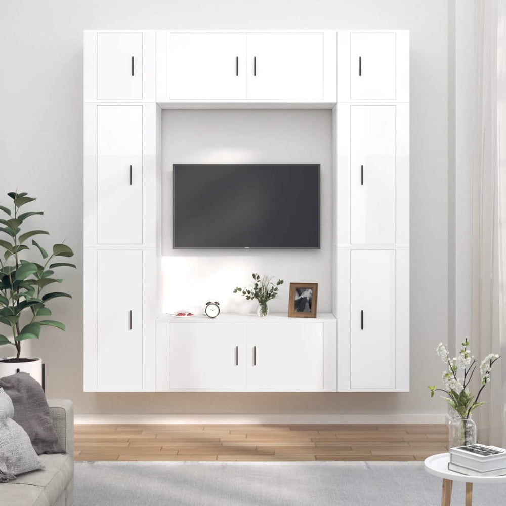 8-delige Tv-meubelset bewerkt hout hoogglans wit MeubelReus