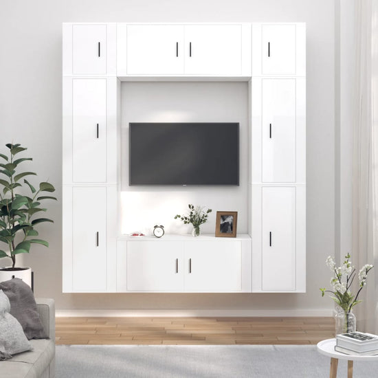 8-delige Tv-meubelset bewerkt hout hoogglans wit MeubelReus