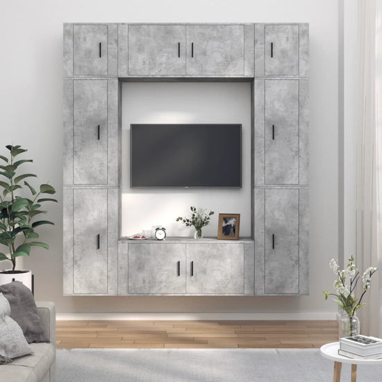 8-delige Tv-meubelset bewerkt hout betongrijs MeubelReus