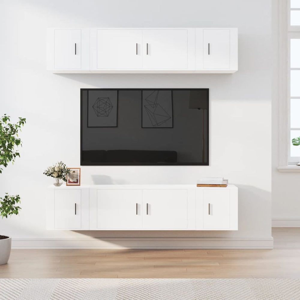 6-delige Tv-meubelset bewerkt hout hoogglans wit MeubelReus