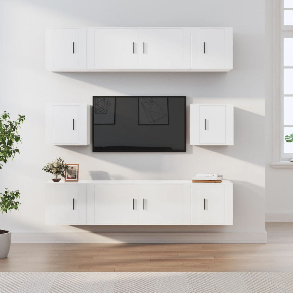 8-delige Tv-meubelset bewerkt hout hoogglans wit MeubelReus