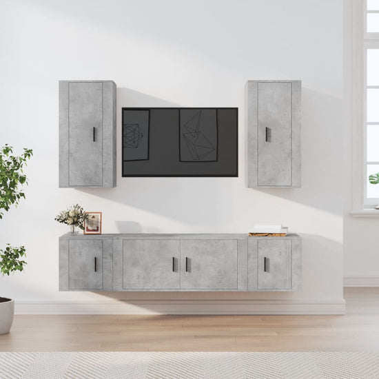 5-delige Tv-meubelset bewerkt hout betongrijs MeubelReus